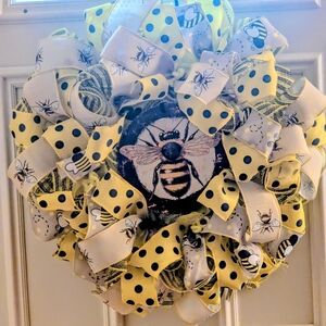 Hand Crafted Yellow and Black Bee Wreath